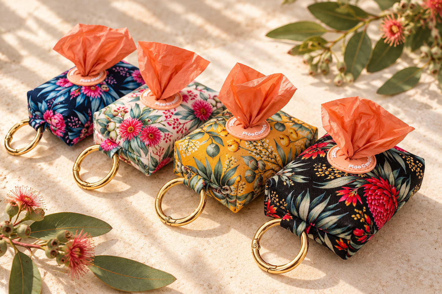 Pink Native Blossom Dog Poop Bag Holder šø