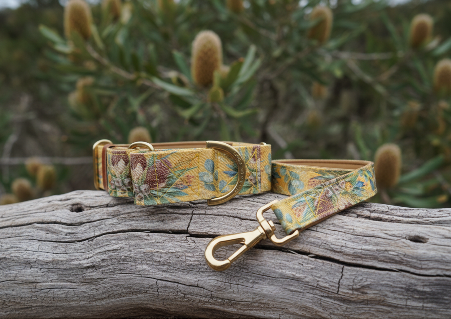 Mustard Dog Leash - Padded with Australian native Banksia
