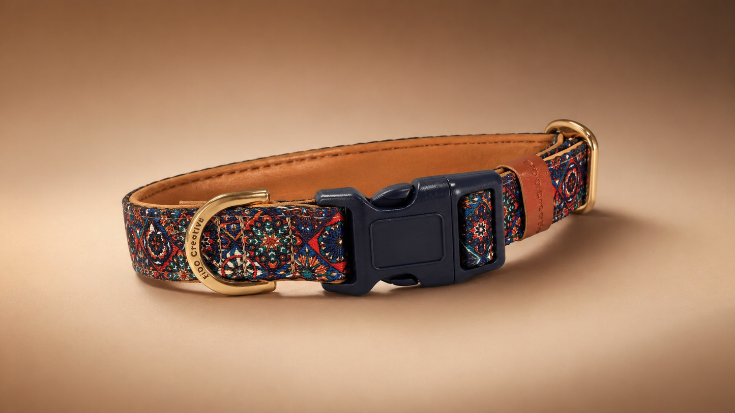 Mosaic Dog Collar β Padded buckle dog collar