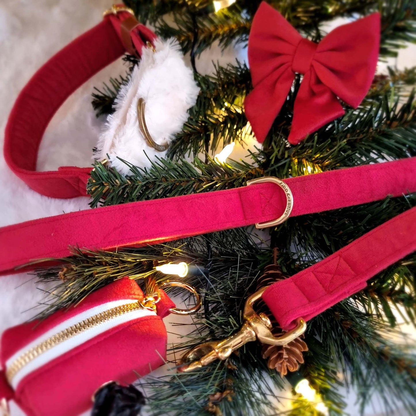 Red Christmas greyhound collar