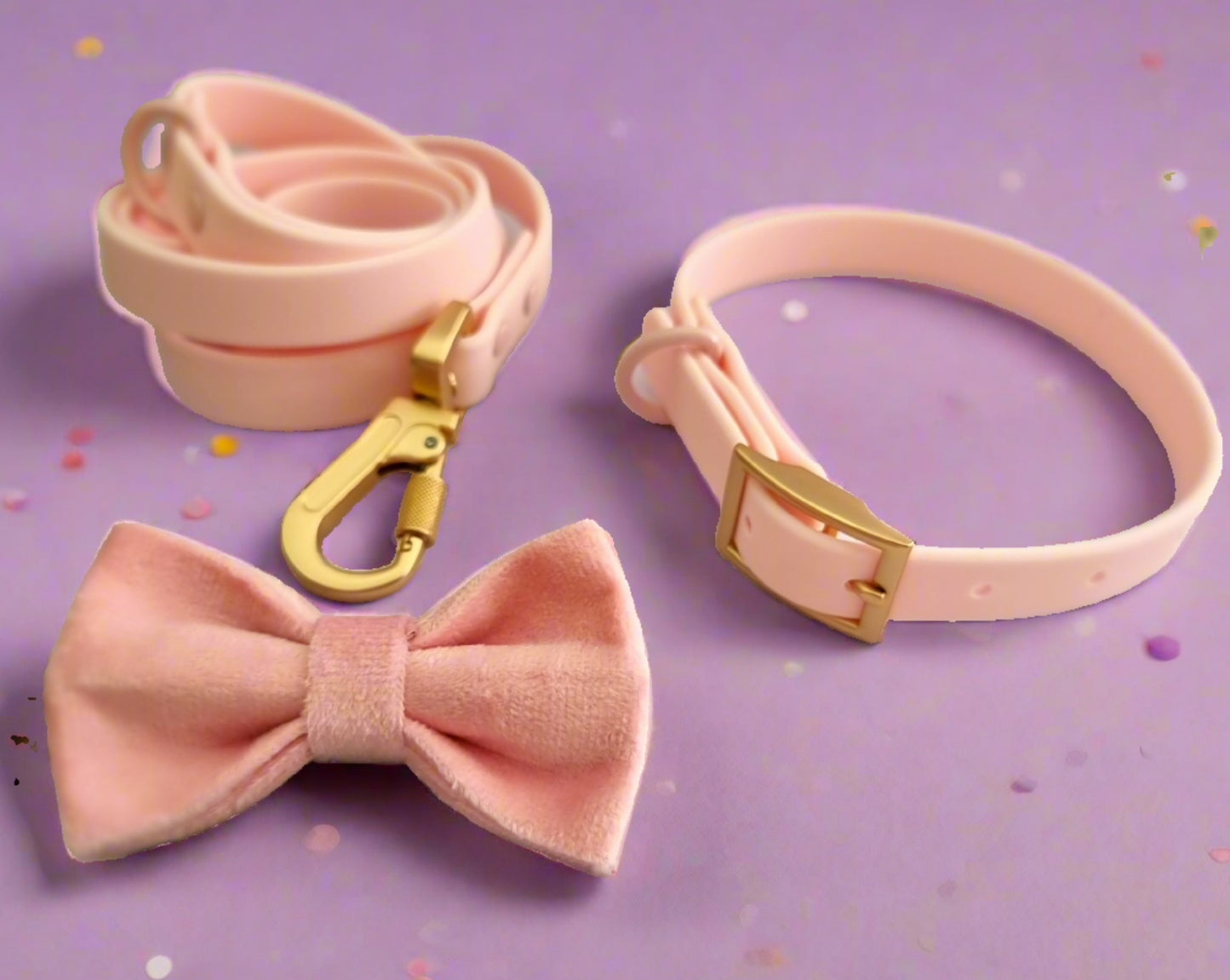 Light pink velvet dog bow tie