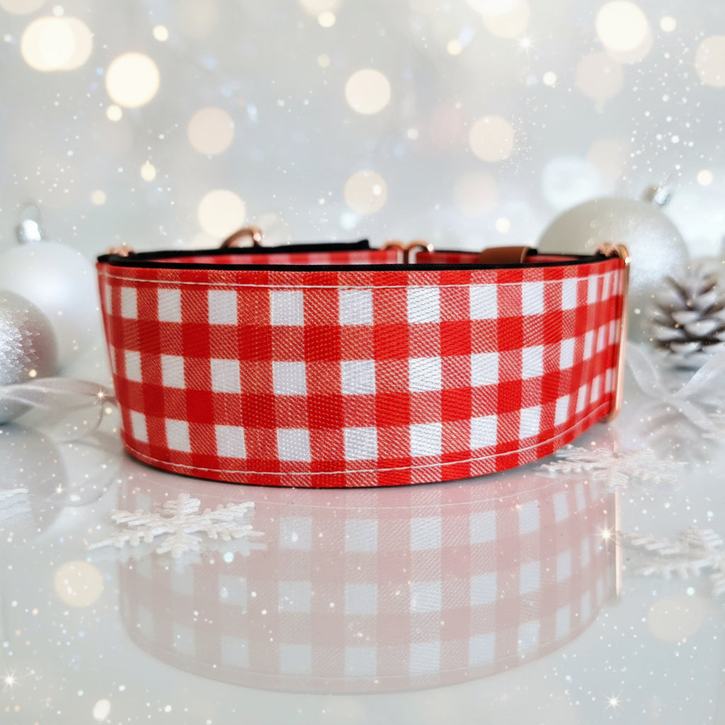 Red Gingham Martingale Dog Collar – Dog Collar, Padded & Durable