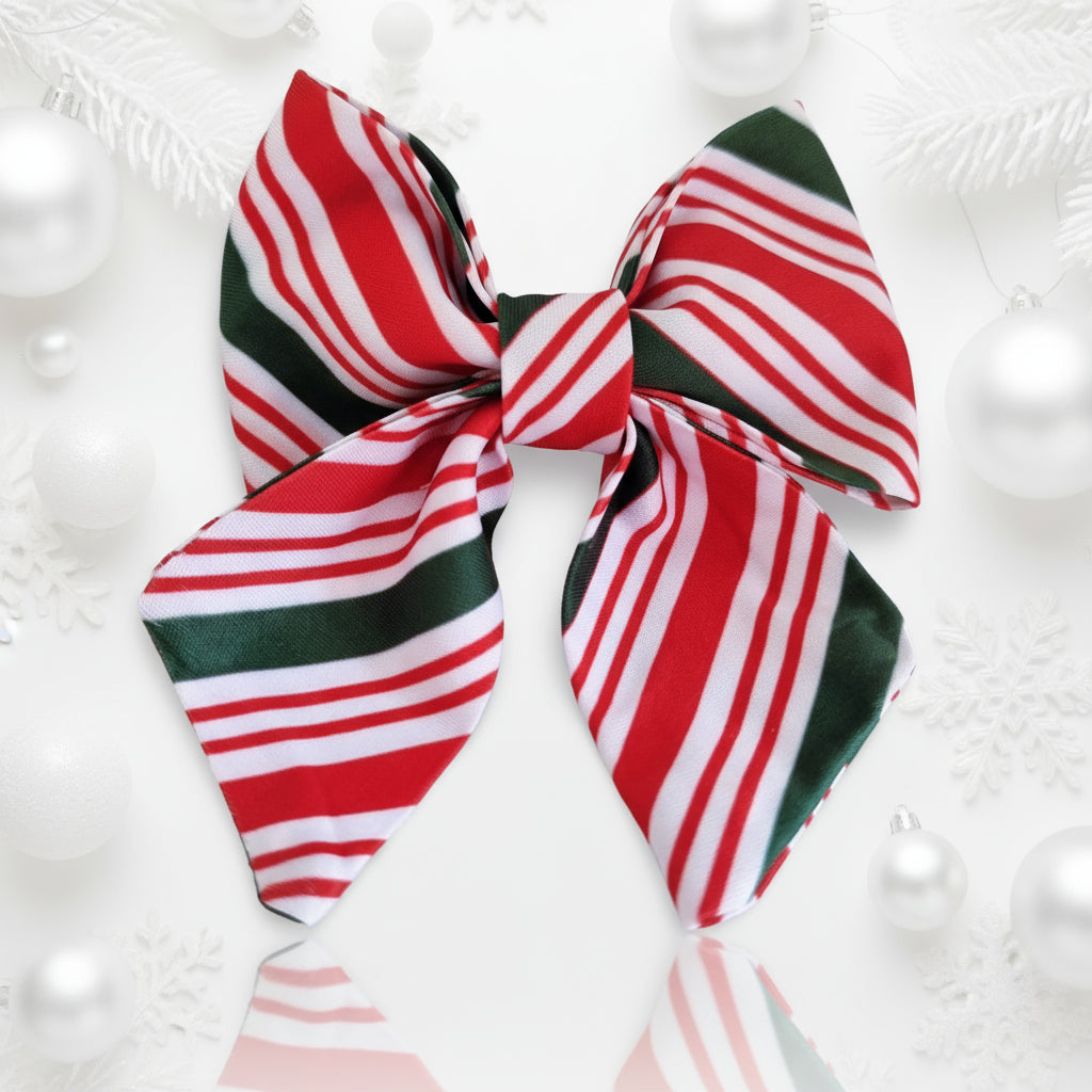 christmas candy cane dog bow tie
