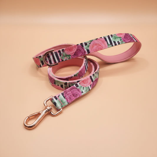Dog leash with floral pattern