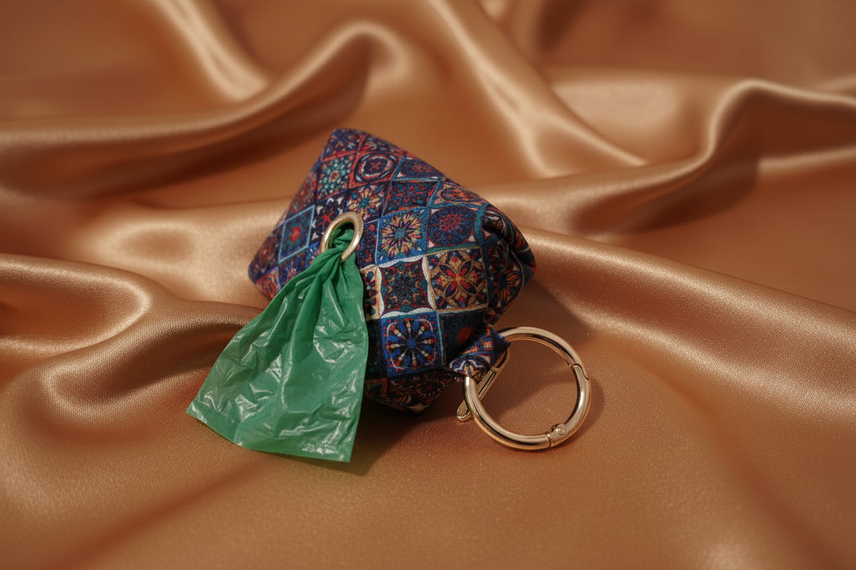 dog poop bag holder with tile pattern