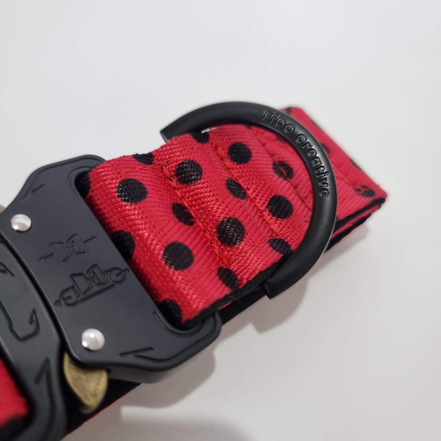 Ladybird Dog Collar – Personalised, Red & Black Buckle collar