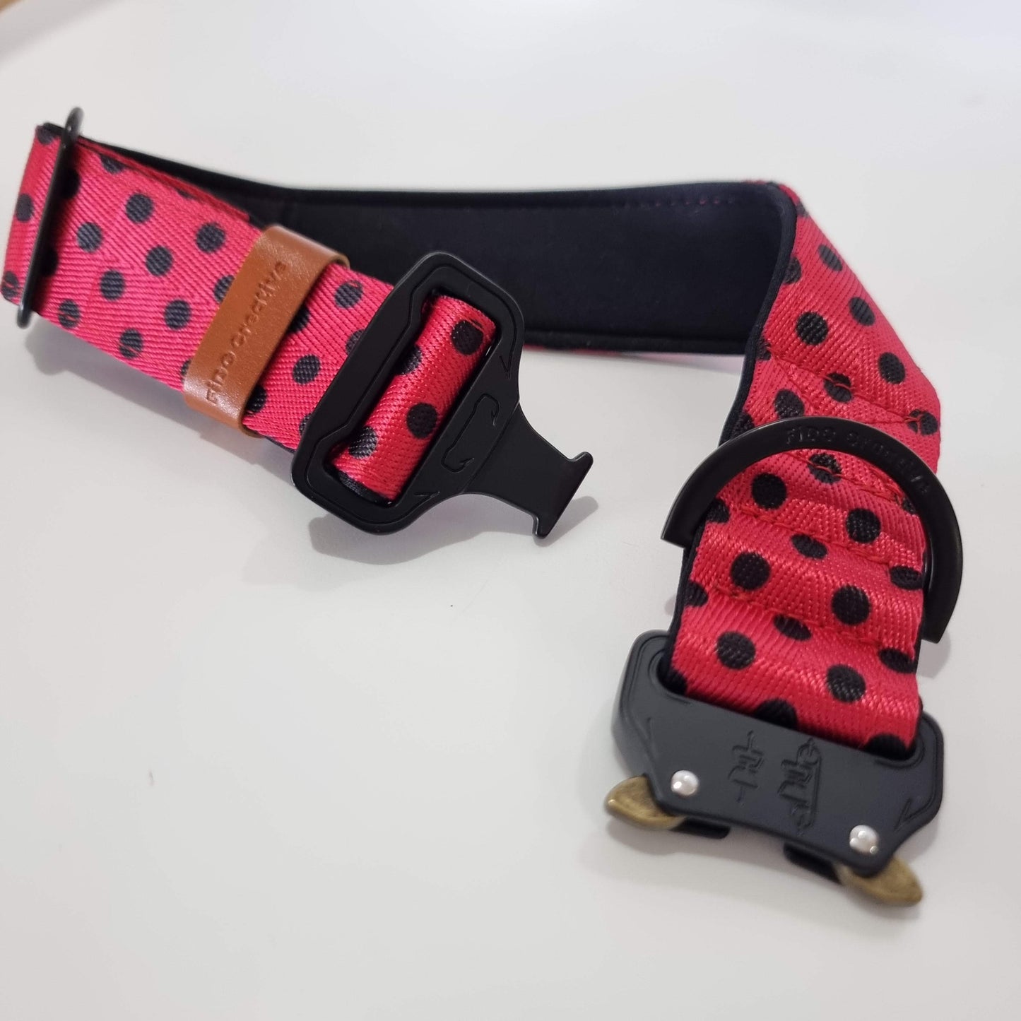 Ladybird Dog Collar – Personalised, Red & Black Buckle collar