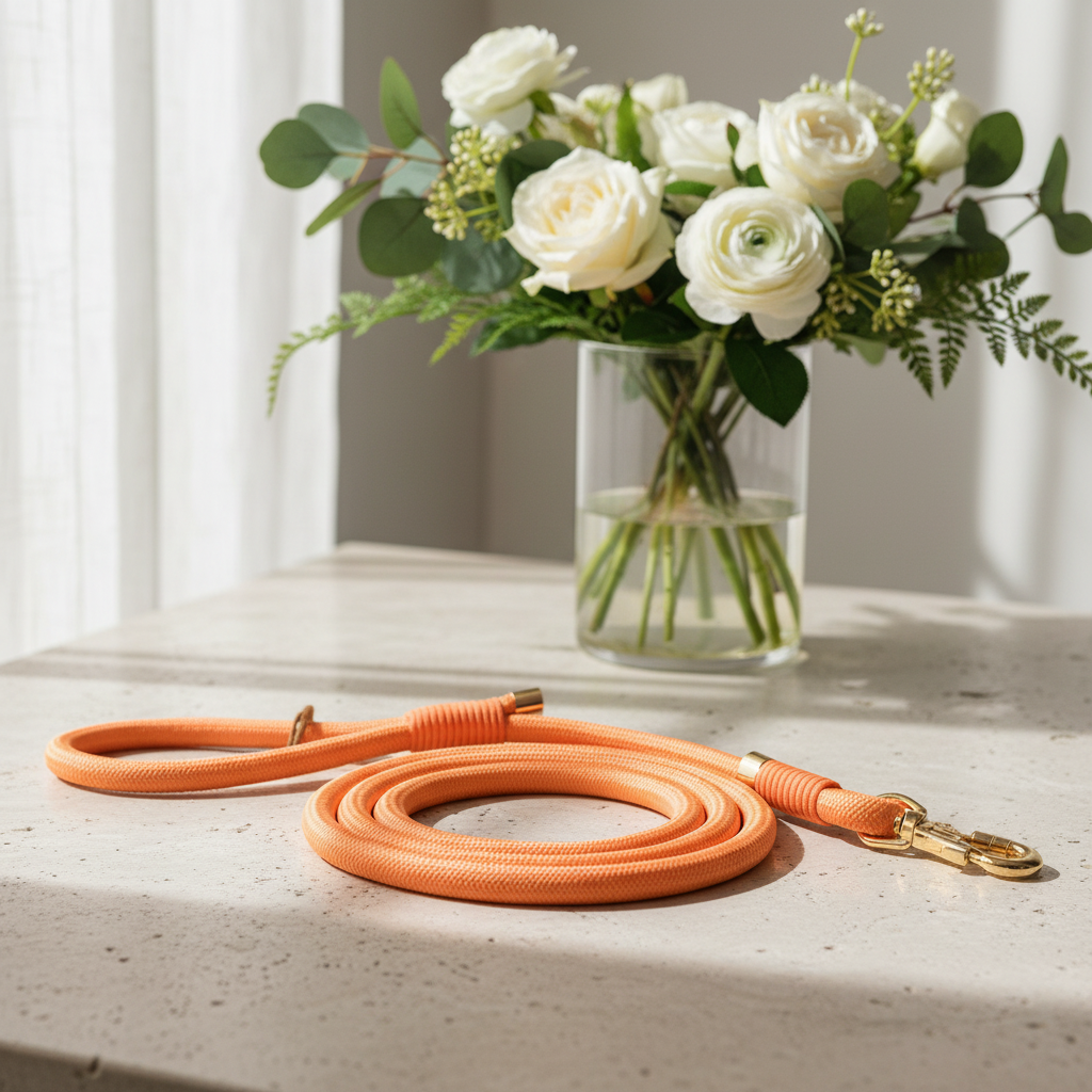 Orange and gold rope leash