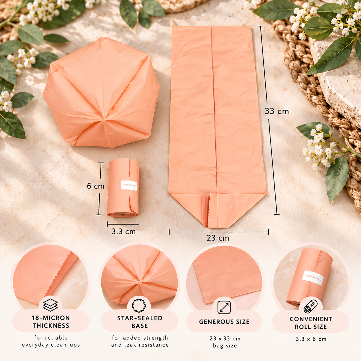 Certified Compostable Dog Poop Bags – AS 5810 & AS 4736 | 60 Pack