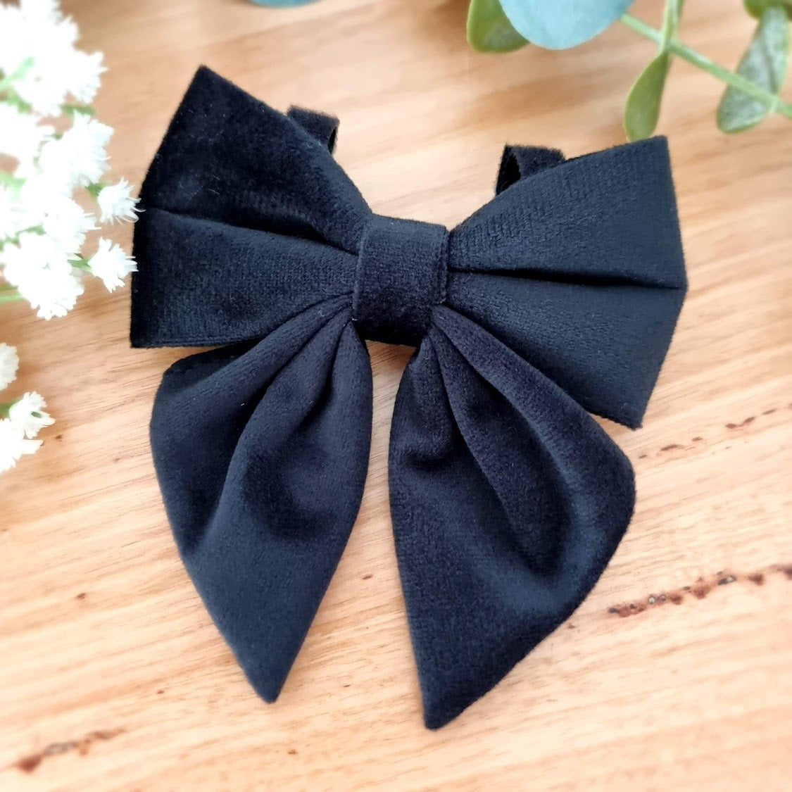 Black velvet dog bow tie