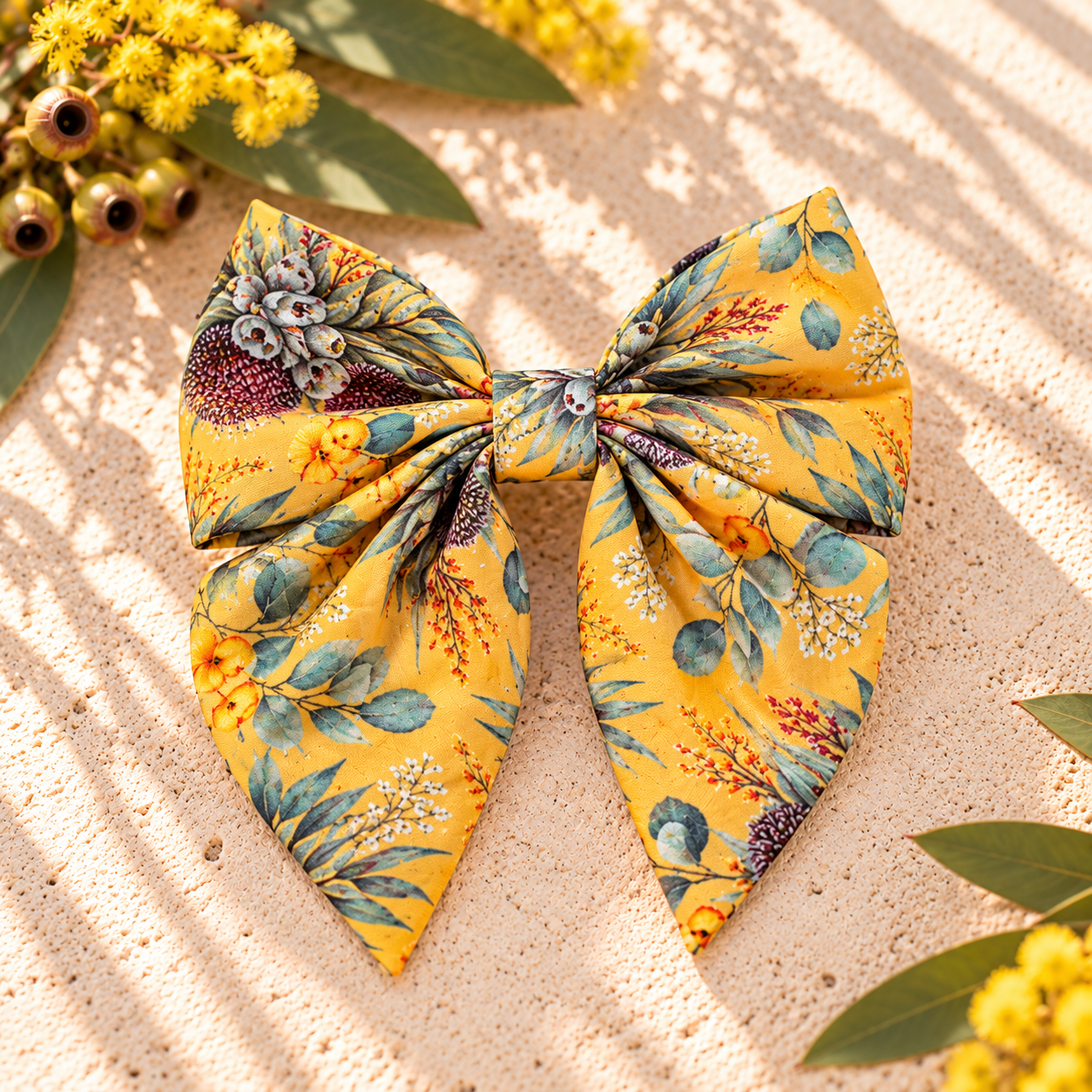 Mustard Banksia Sailor Dog Bow Tie