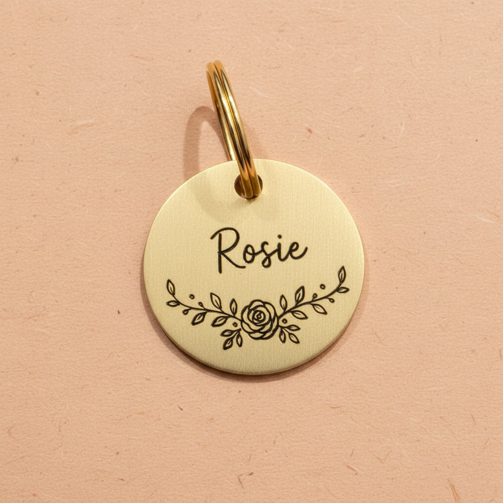 Creative_Pet_ID_Tag_ Engraved_with_dog's_Name_Beautiful_rose_Patterm