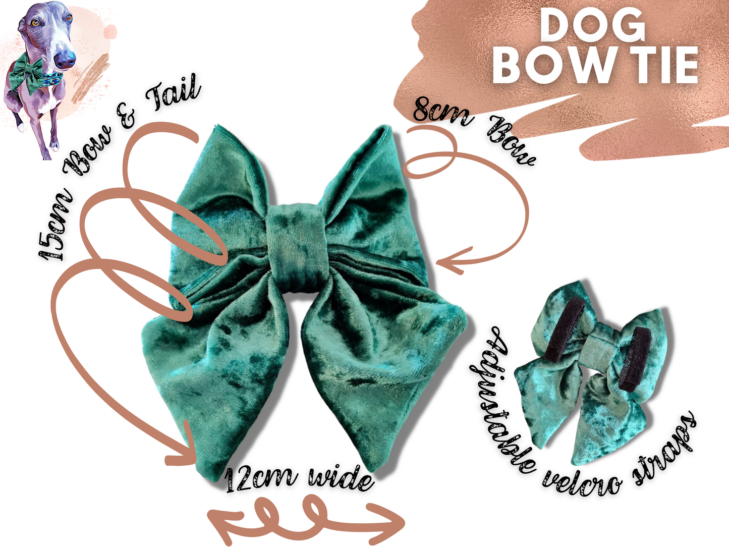 Black Christmas Holly dog bow tie