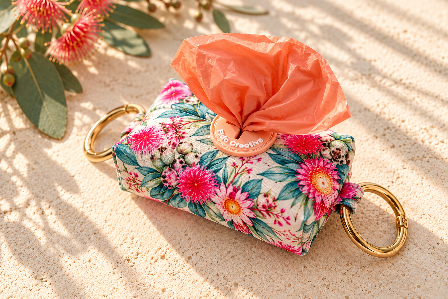 Pink Native Blossom Dog Poop Bag Holder 🌸