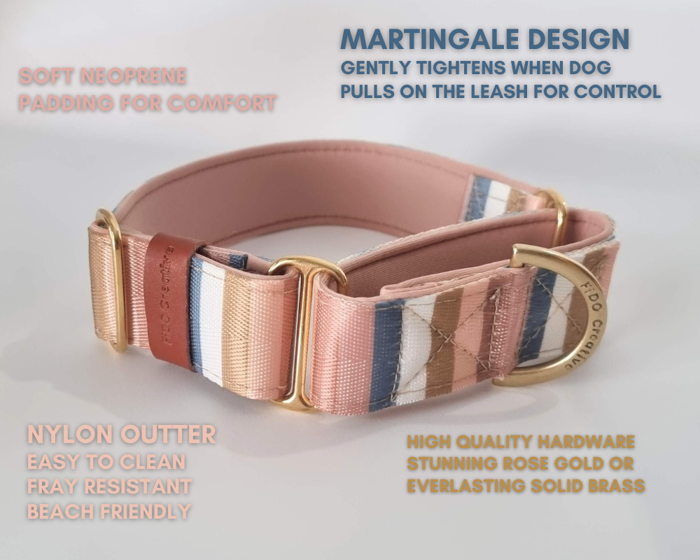 Nude Stripe Martingale collar - Padded