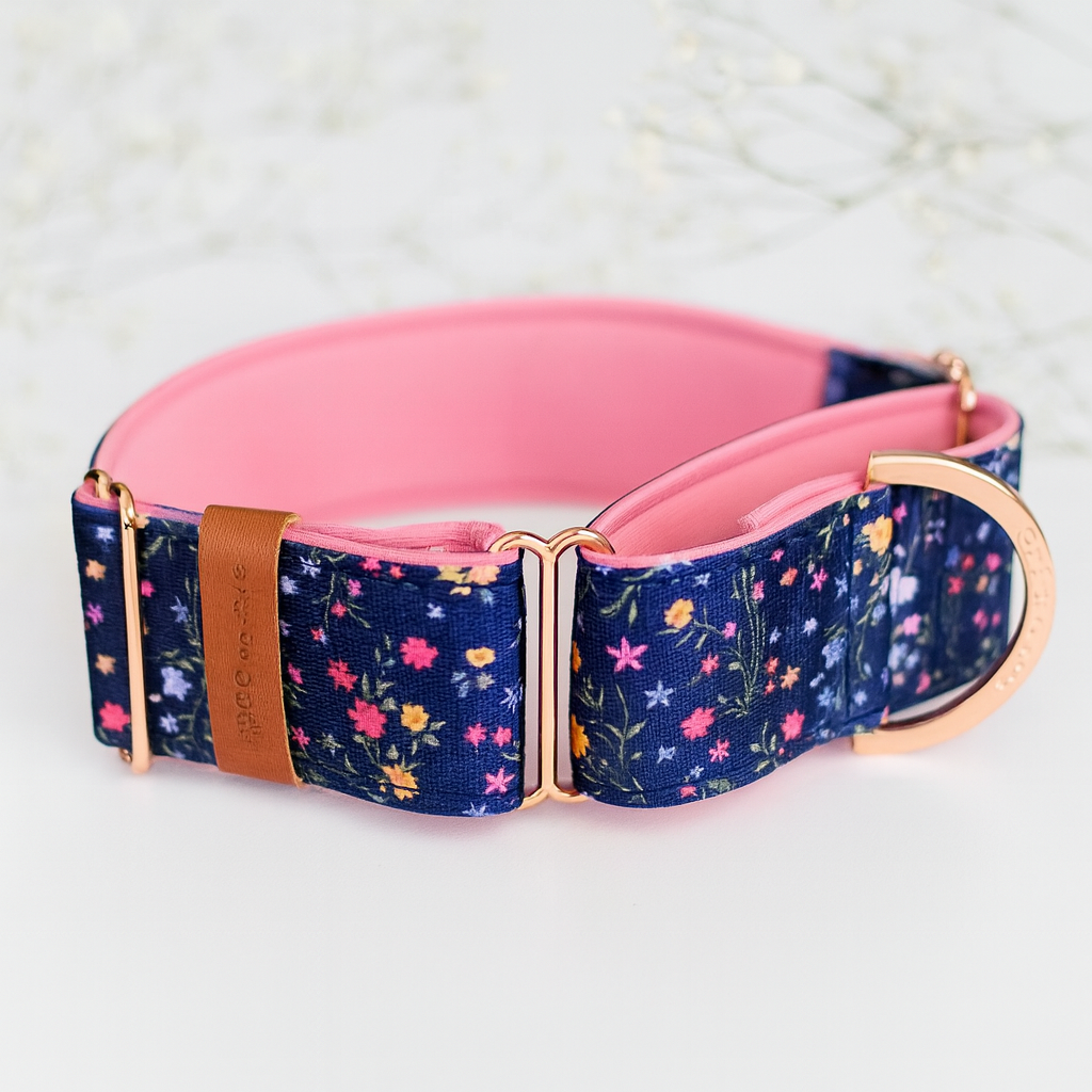 Dainty Floral Martingale Dog Collar – Padded