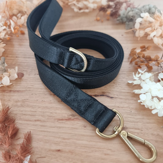 Black dog leash - neoprene padded