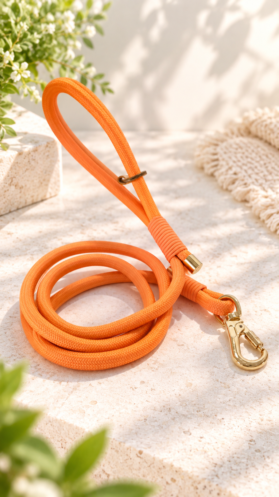 Orange and gold rope leash