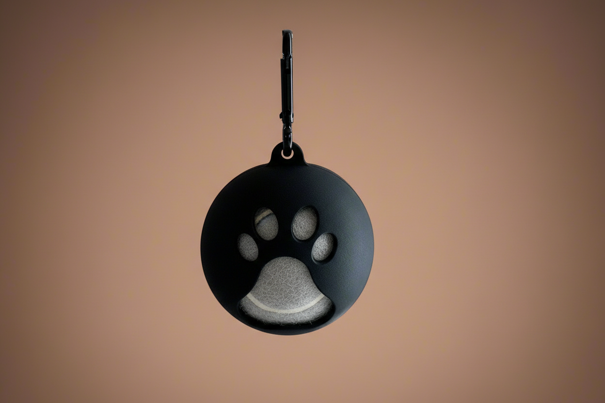 Grey Tennis Ball with Black Clip-on Holder