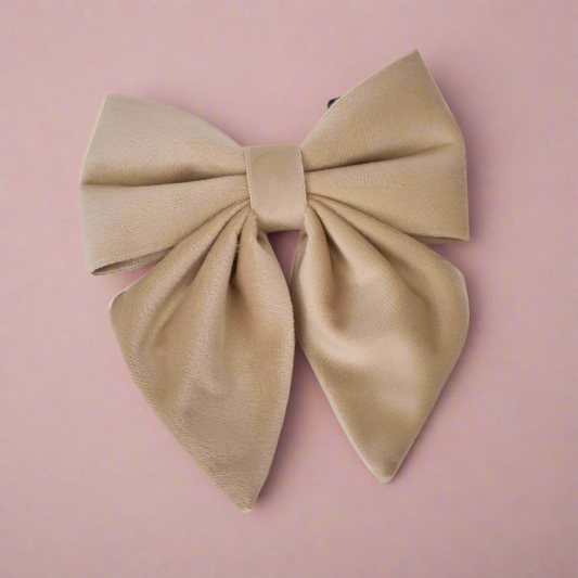 Dog Bowtie, Beige Velvet