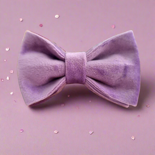 Purple velvet dog bow tie