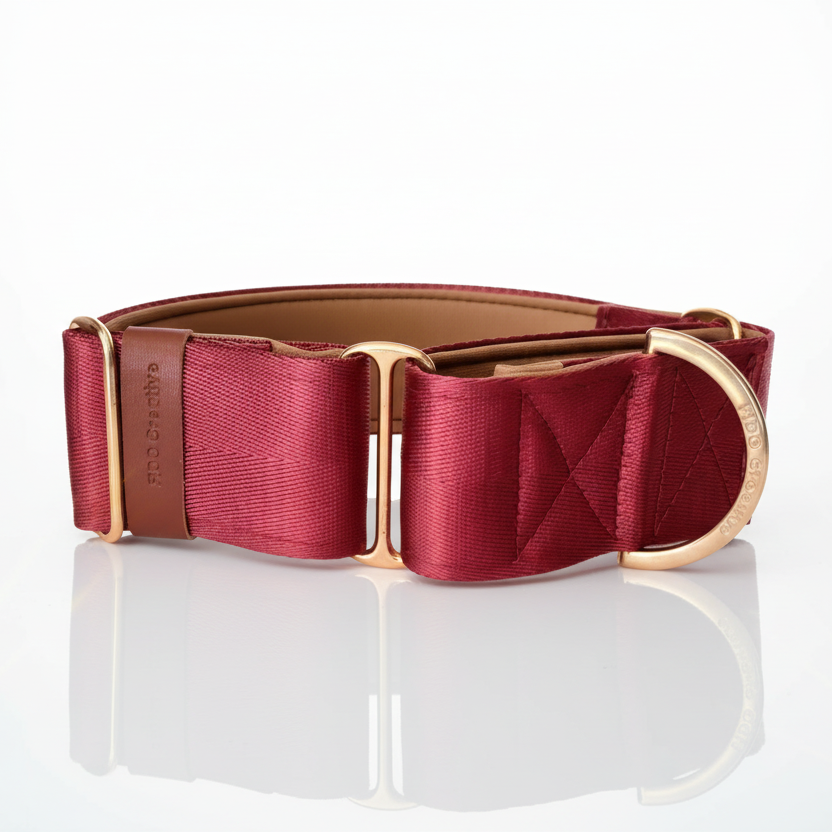 Red Wine martingale collar - neoprene padded
