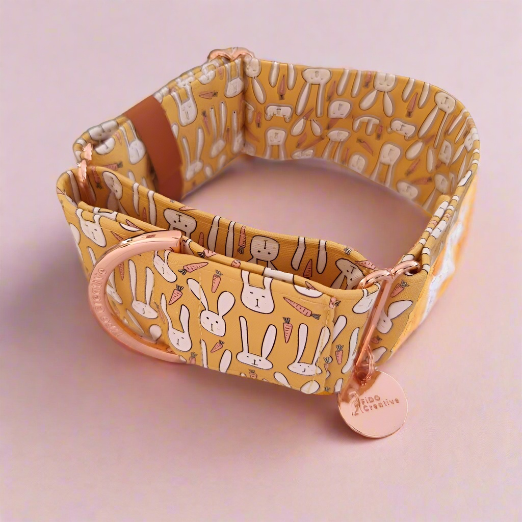 Yellow bunny dog collar