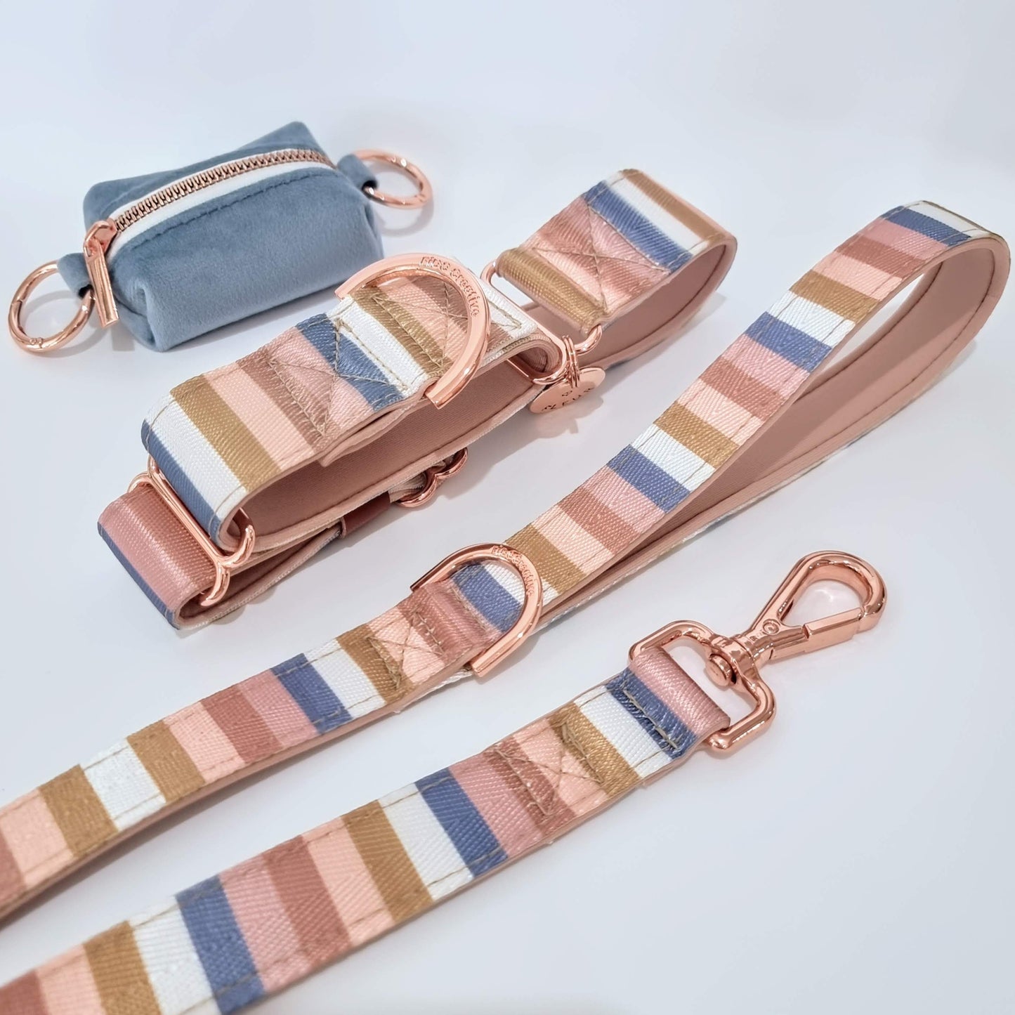 Nude Stripe Martingale collar - Padded