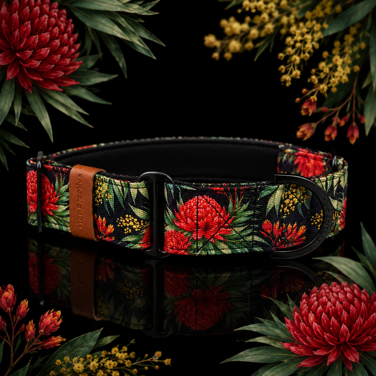 Waratah Martingale Collar – Australian Native Floral Dog Collar