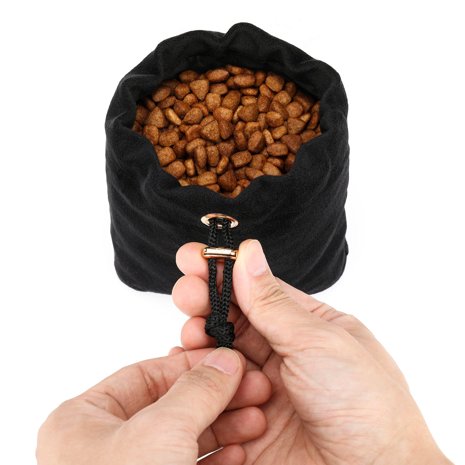 Black Velvet Dog Treat Pouch – Clip on Stylish Training Treat Bag for Walks