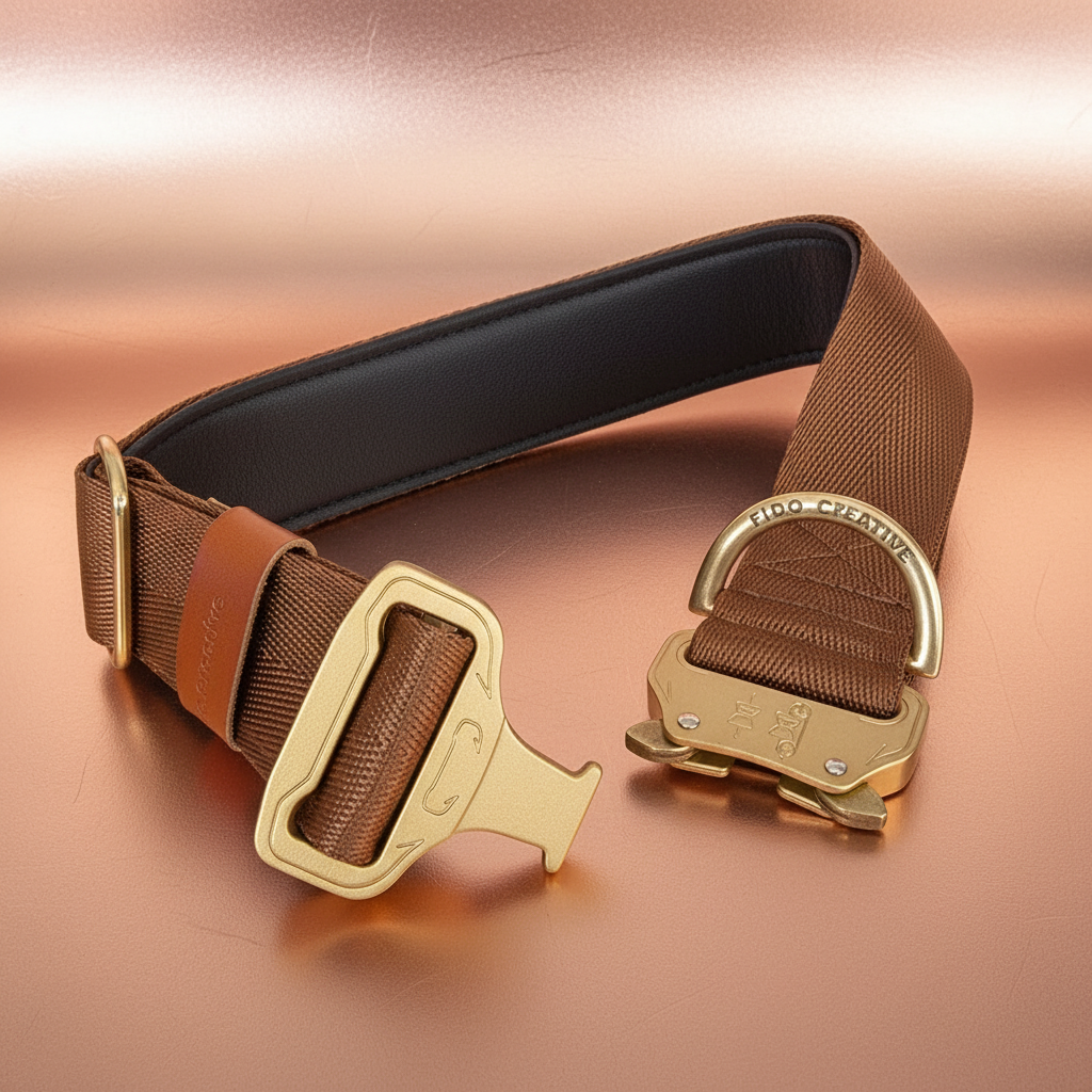 Brown padded dog collar with buckle