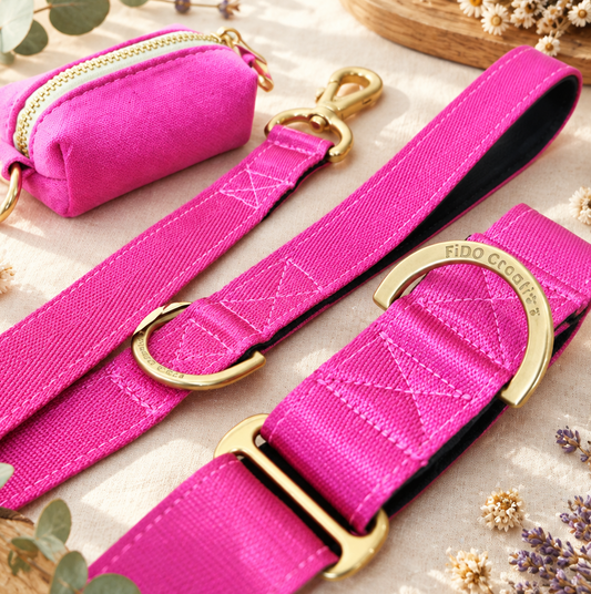 Pink dog collar set