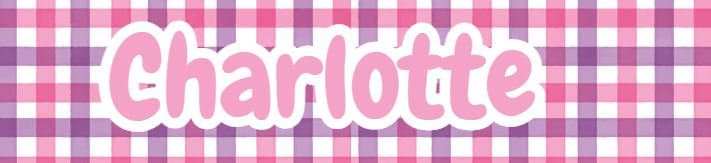 a pink and purple checkered background with the word charlotte
