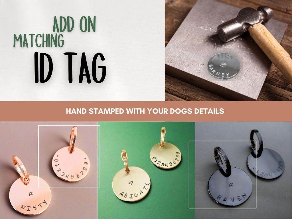 a collage of photos showing different types of dog tags