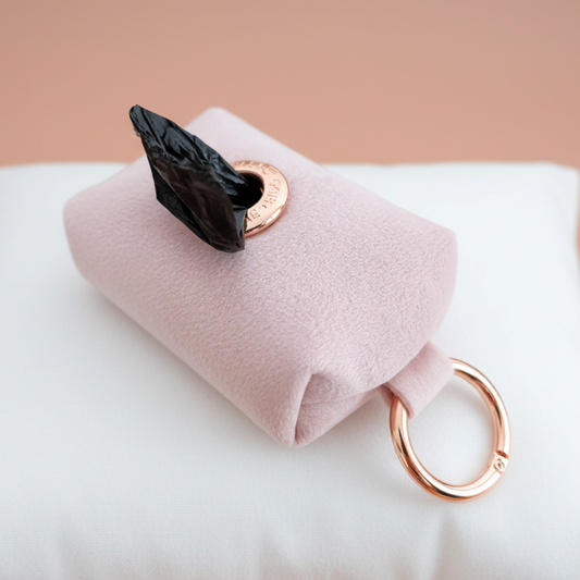 Small pink dog poo bag holder