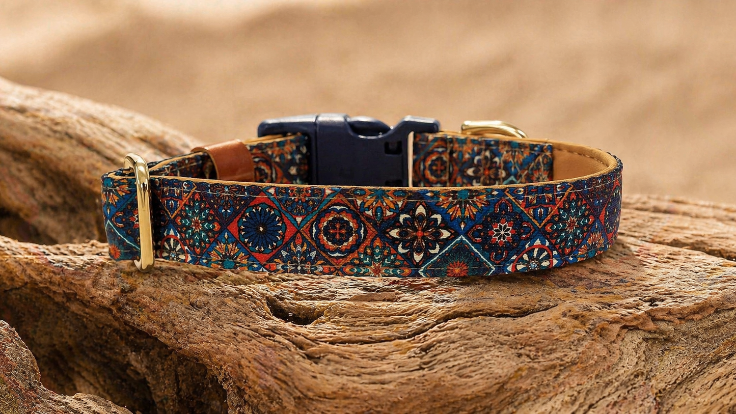 Mosaic Dog Collar – Padded buckle dog collar