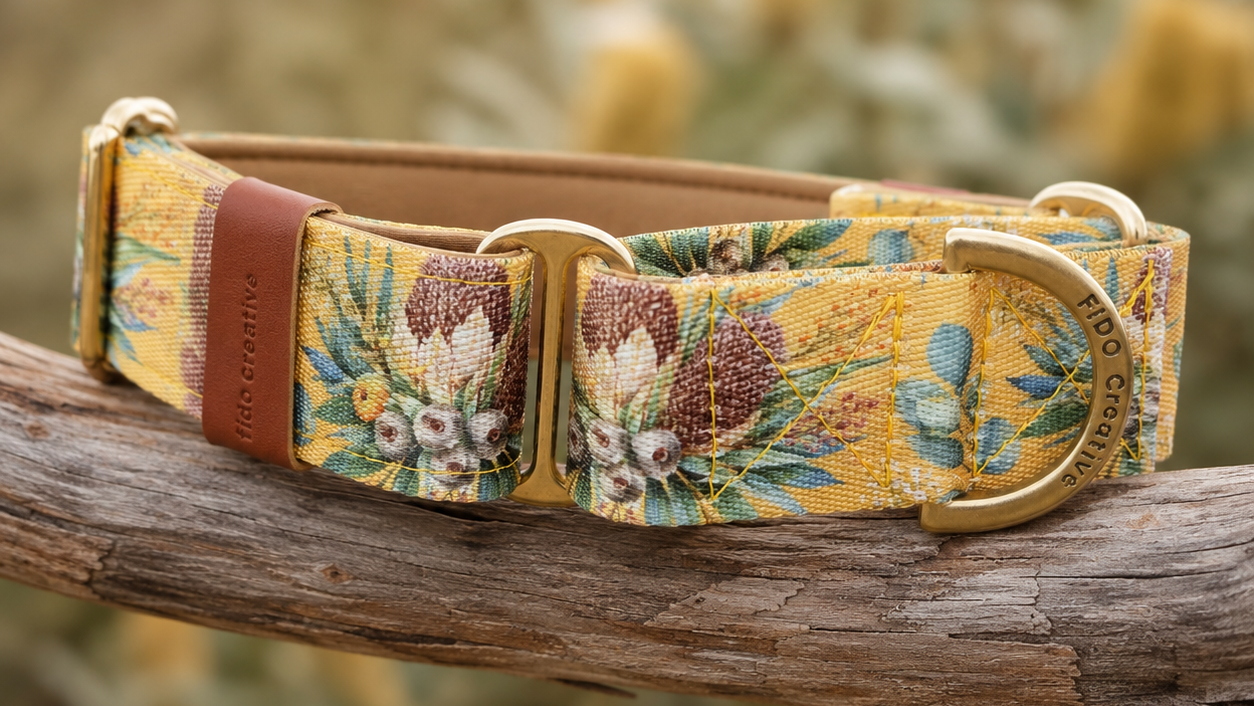 Floral-patterned martingale dog collar