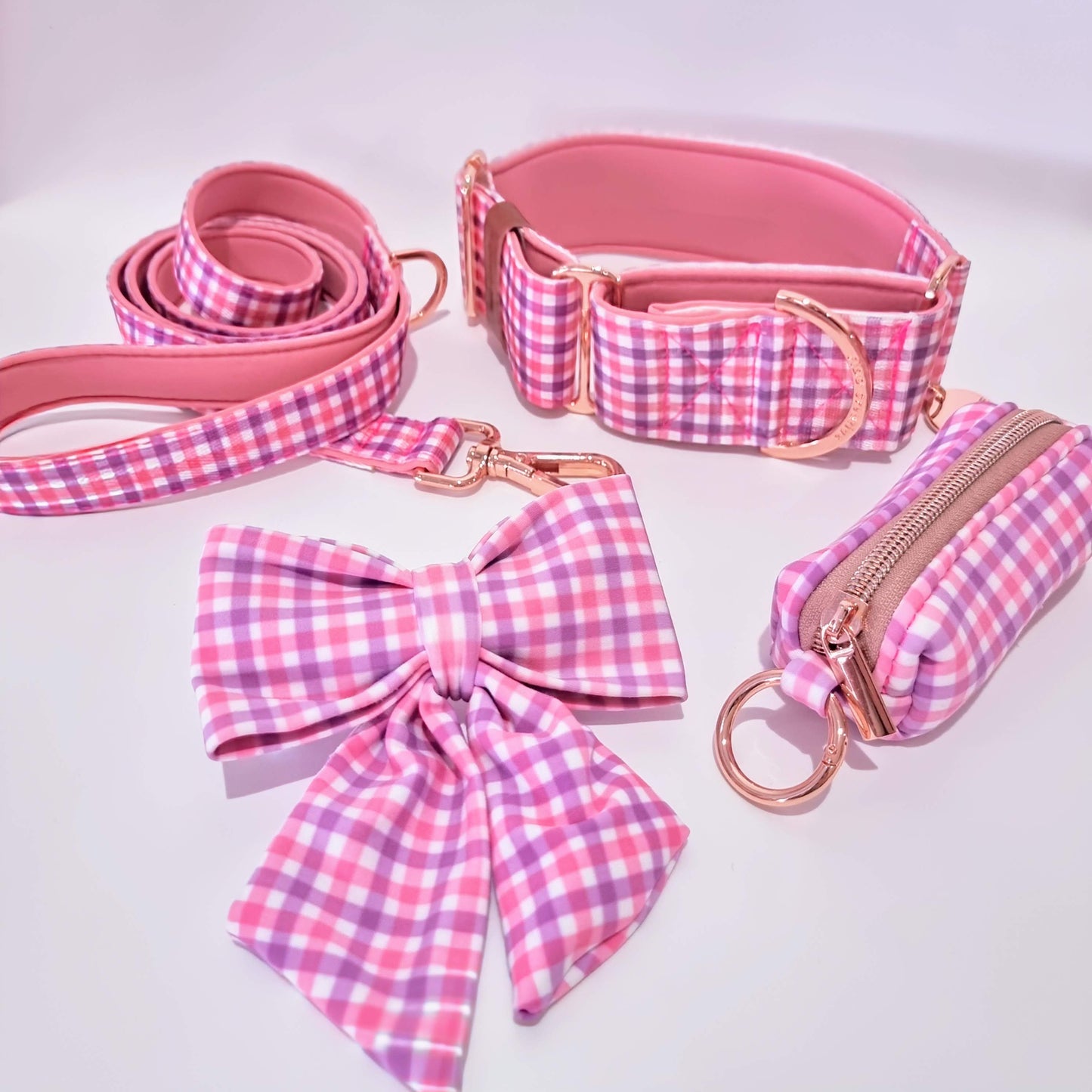 Pink Purple Gingham Dog Poop Bag Holder