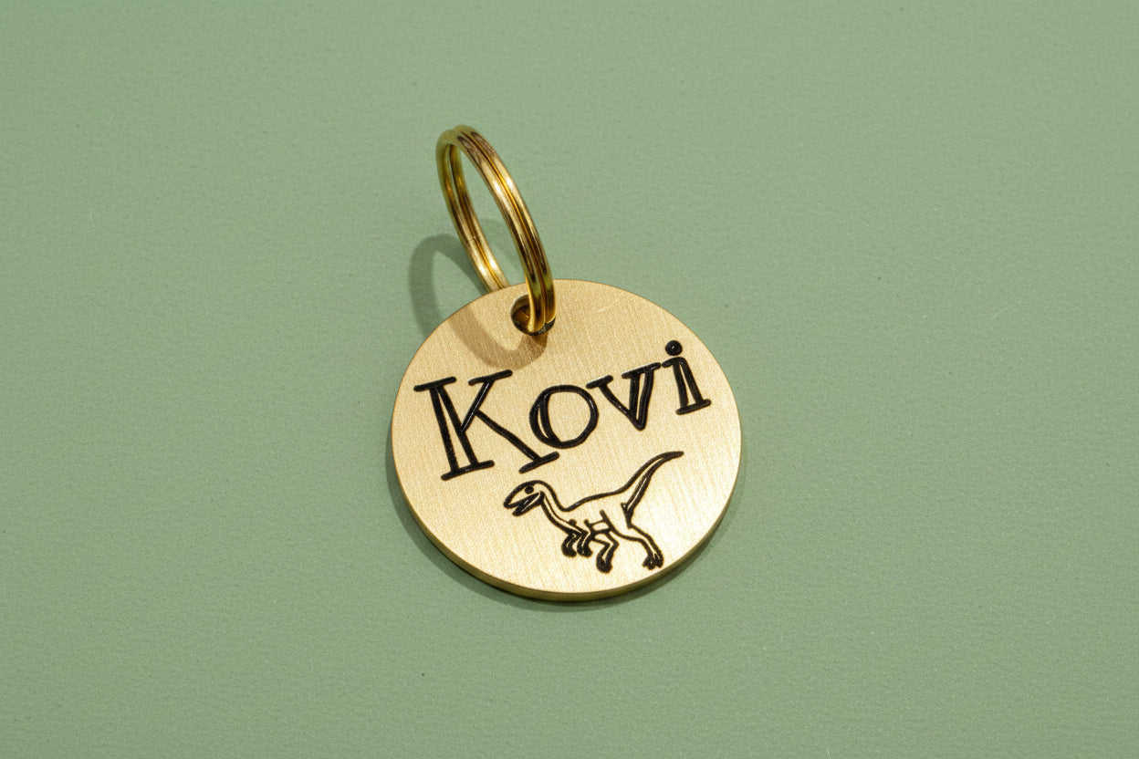 Custom Solid Brass Dog ID Tag – Engrave Your Own Design