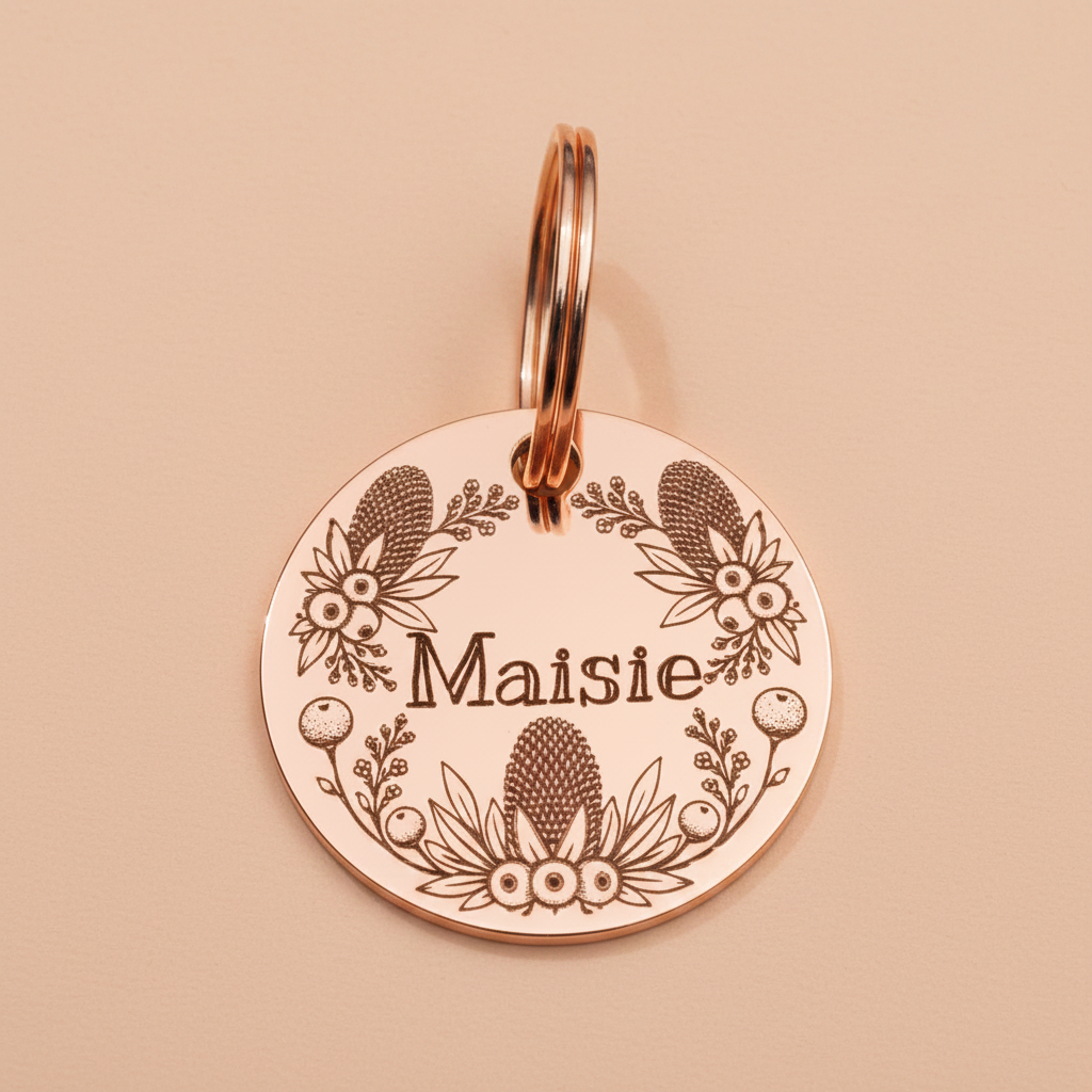 Banksia Pet ID Tag – Dog Collar Accessory With Deep Engraving