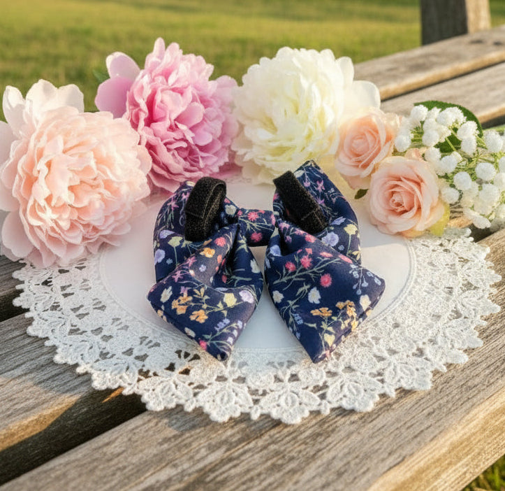 Dainty Floral Dog Bow Tie with luxury tails