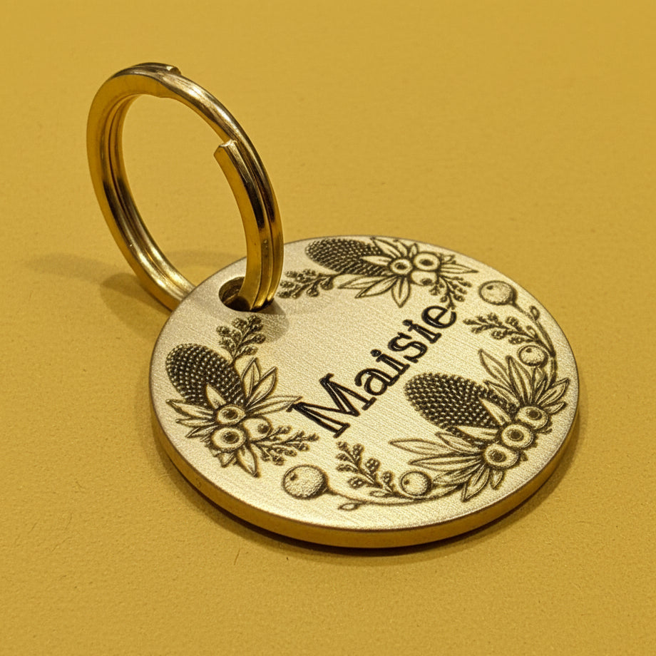 Banksia Pet ID Tag – Dog Collar Accessory With Deep Engraving