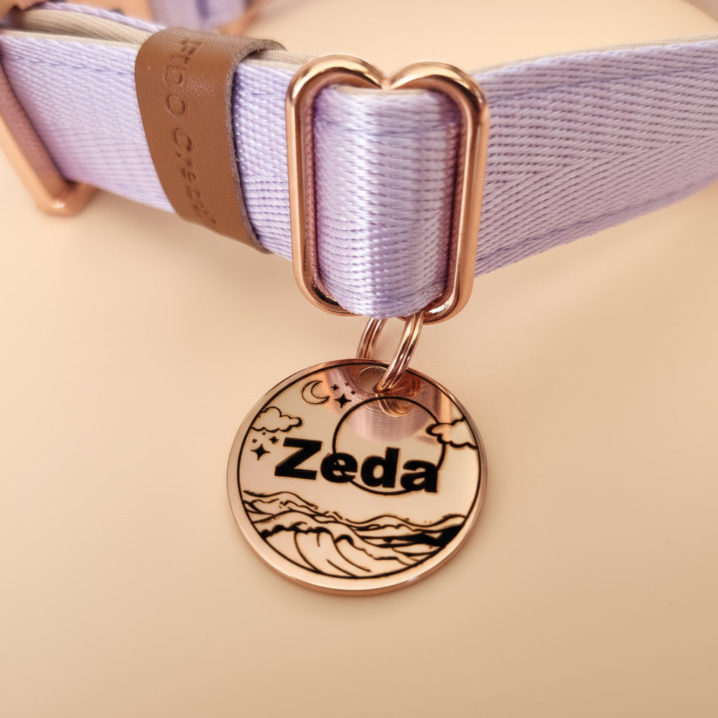 Luna Pet ID Tag – Moon & Ocean Engraved Dog Tag