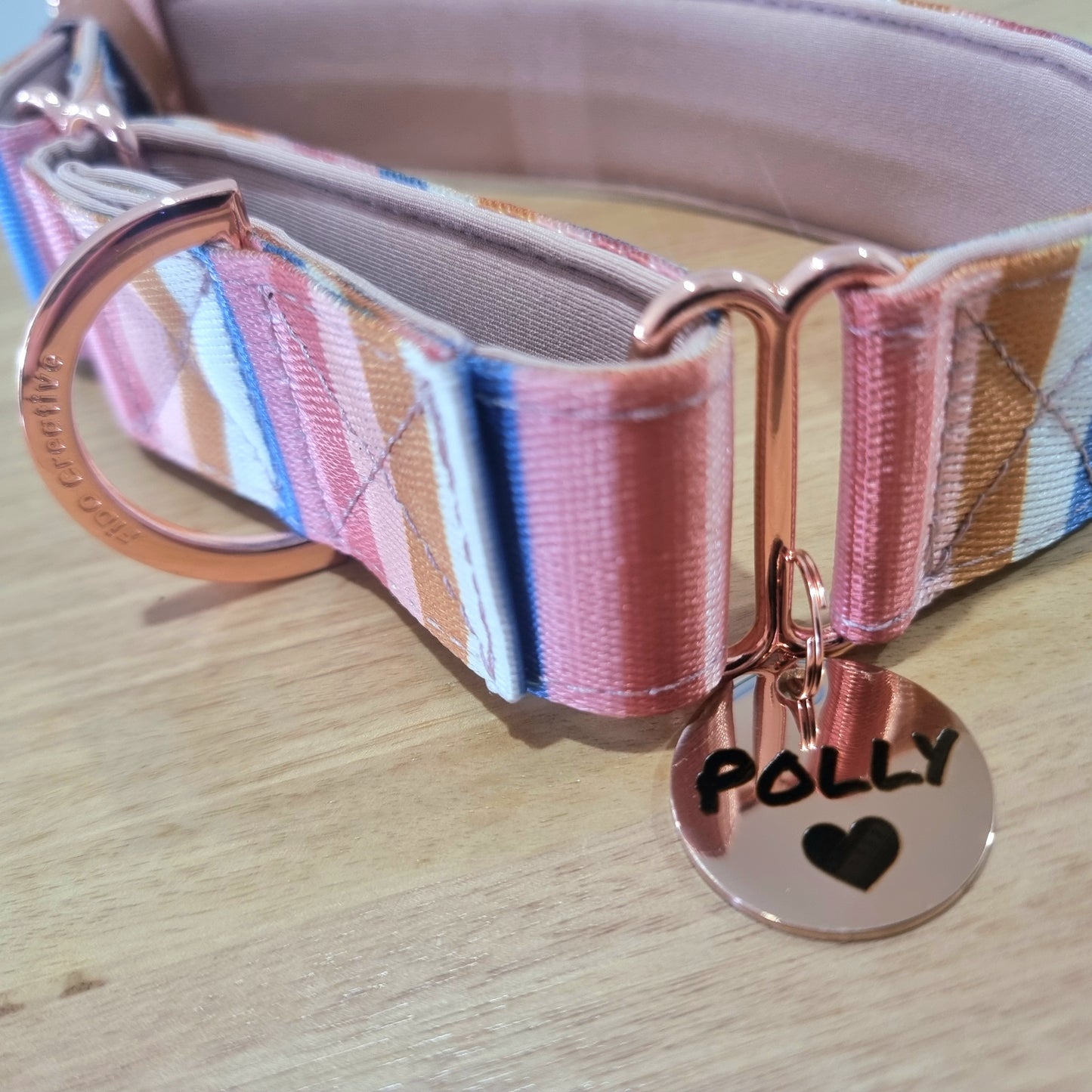 Nude Stripe Martingale collar - Padded