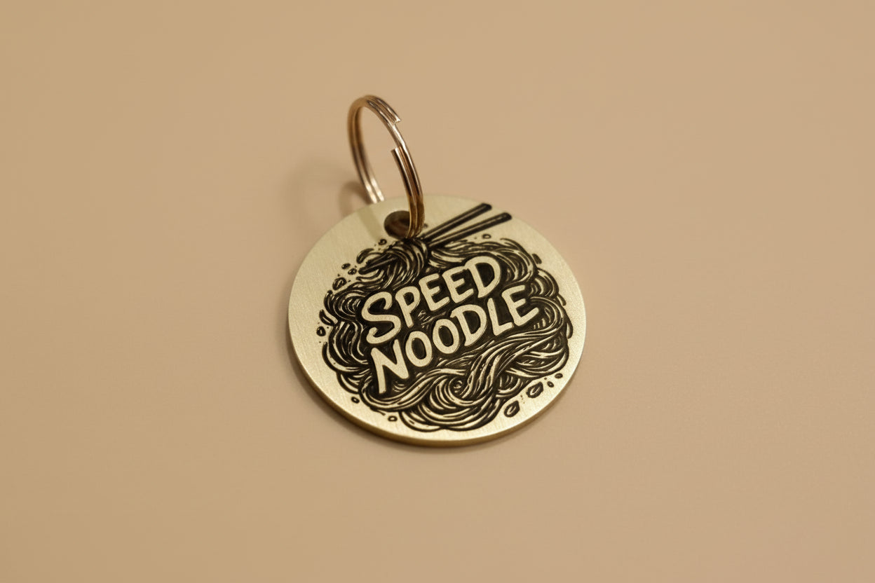 Speed noodle engraved Dog ID Tag – Greyhound, whippet or Italian greyhound name tag