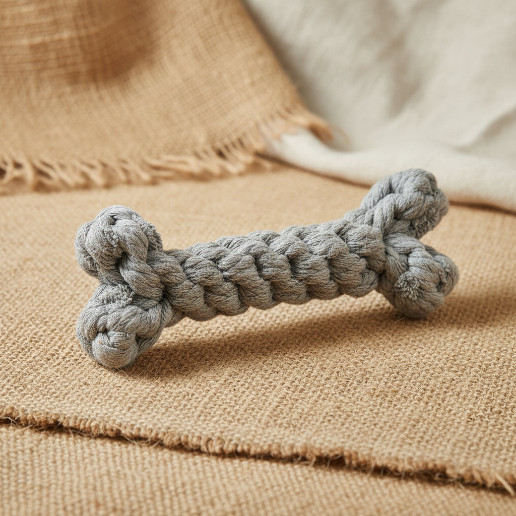 grey rope bone dog toy