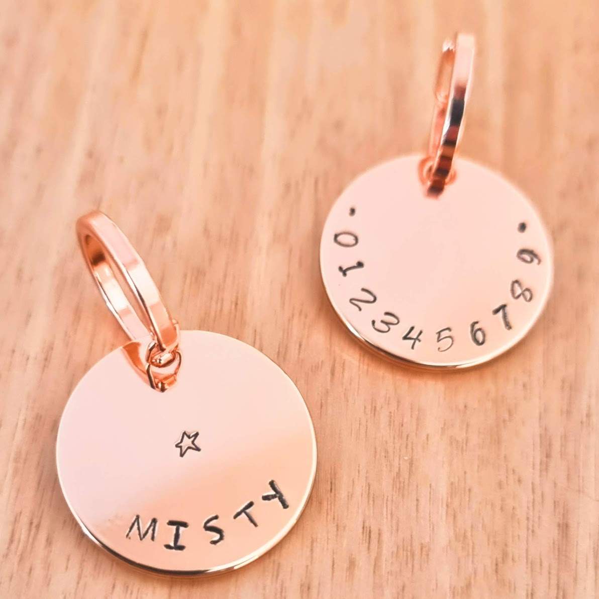 Rose gold pet ID tags