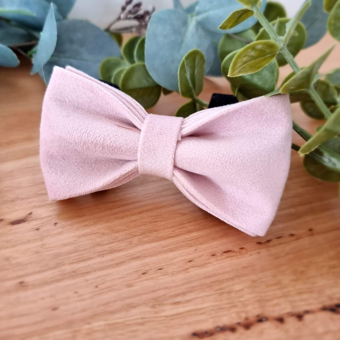 Dusty Pink velvet dog bow tie