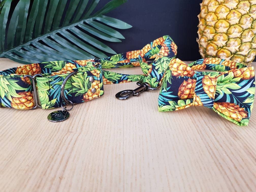 Pineapple dog bow tie