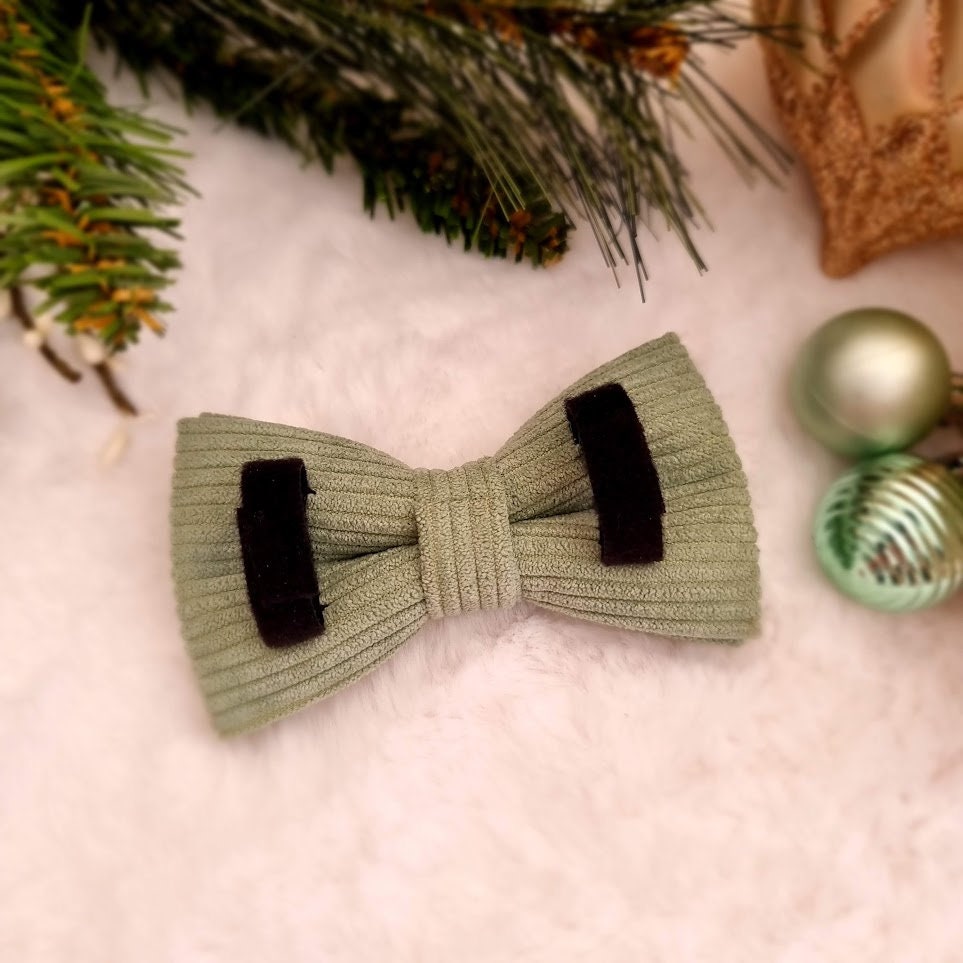 Sage Green corduroy dog bow tie | Light Green bow | Wedding dog tie | Green dog accessories | Adjustable bow | Martingale bow | Collar bow